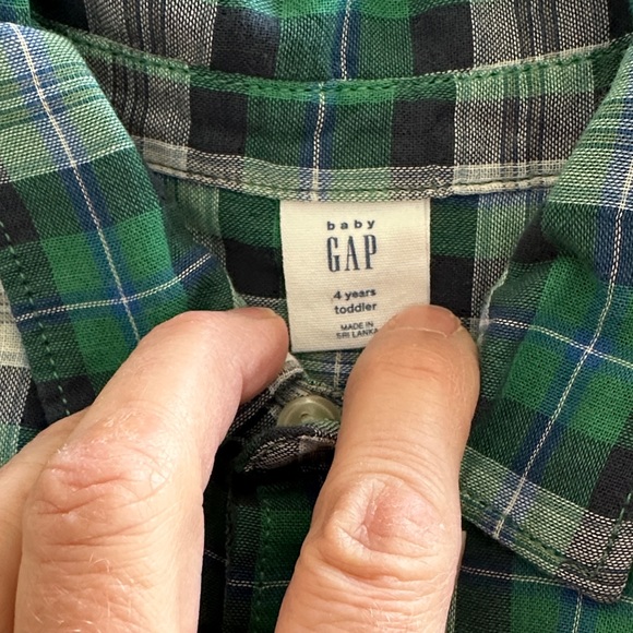 GAP Kids Button Down Shirts - Gray, Yellow, Red, Green, Pink Plaid - Picture 6 of 12